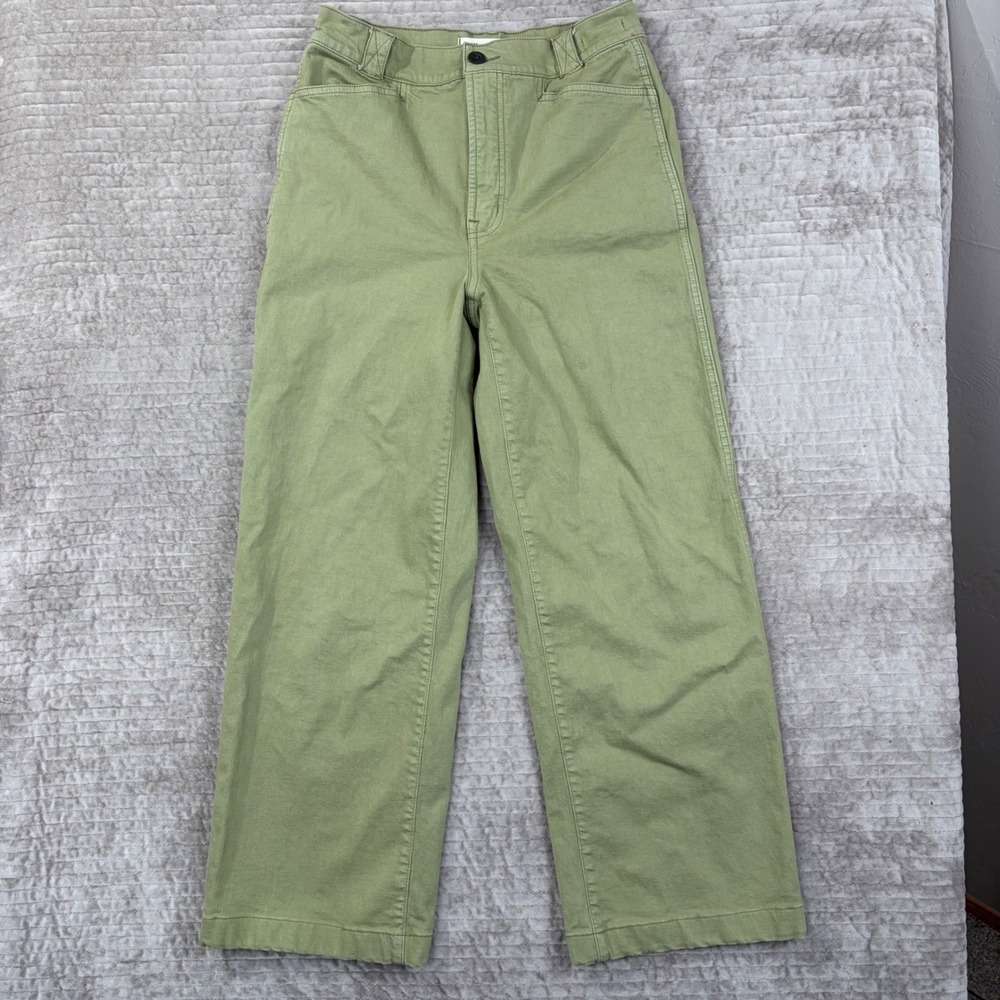 Madewell Emmett Wide Leg Pants Olive Green High Rise Stretch Size 26